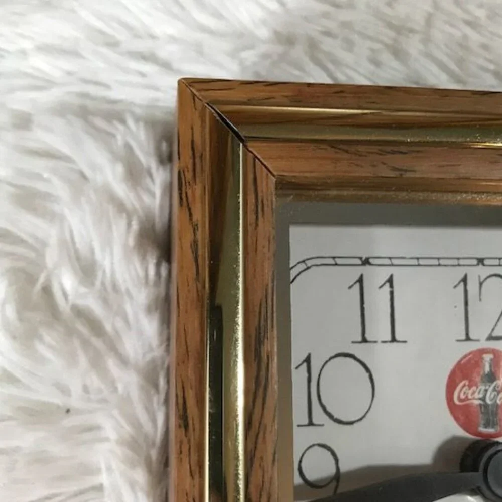 Vintage Coca-Cola Wood/Glass Small Grandfather Gold/MirrorTrim Stand Wall Clock